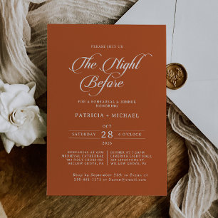 Invitación Cena Clásica de Terracota la Noche Antes de la Rep
