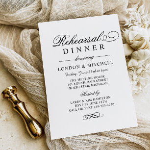 Invitación Cena clásica elegante de Boda negro
