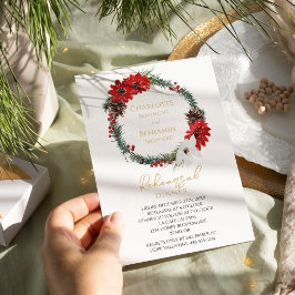 Invitación Cena clásica simple de Boda de Navidades
