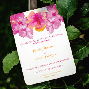 Invitación Cena con Boda floral de Hibiscus cepillado