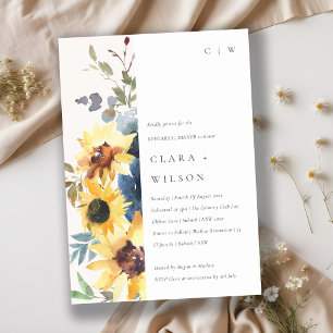 Invitación Cena con ensayo floral de girasol de la marina ama