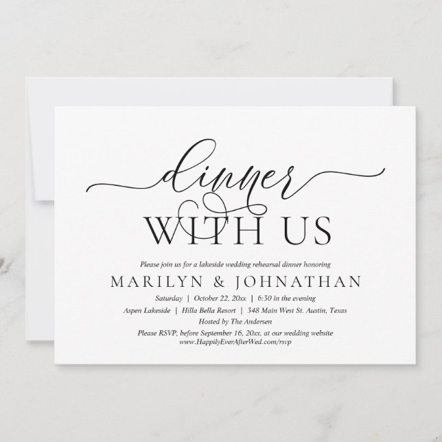 Invitación Cena Con Nosotros, Celebración Del Ensayo Boda (Anverso)