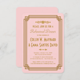 Invitación Cena con un simple ensayo de estilo Art Déco