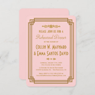 Invitación Cena con un simple ensayo de estilo Art Déco