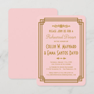 Invitación Cena con un simple ensayo de estilo Art Déco