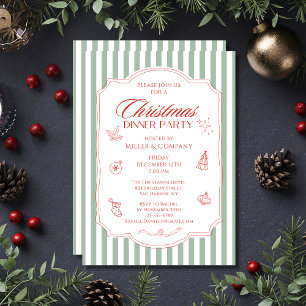 Invitación Cena Corporativa de Navidad Roja Verde Sage