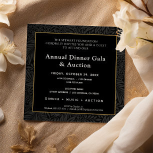 Invitación Cena Corporativa Elegante Negro Oro