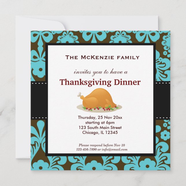 Invitación Cena de Acción de Gracias (Anverso)