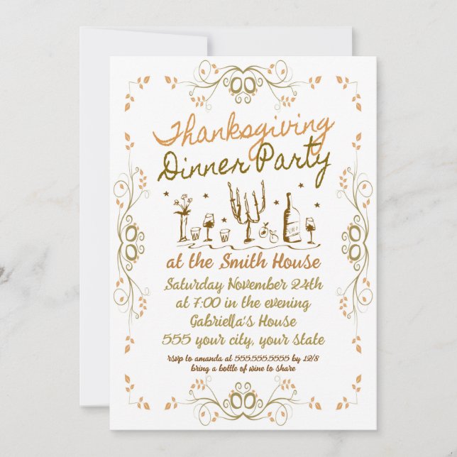 Invitación Cena de Acción de Gracias (Anverso)
