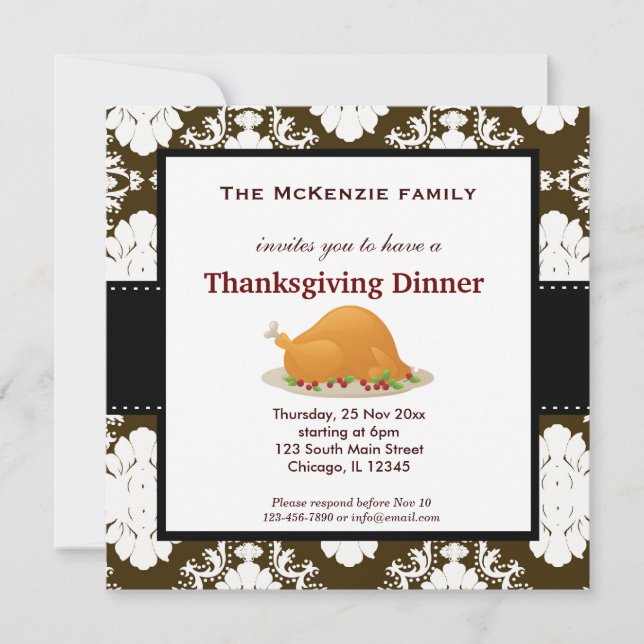 Invitación Cena de Acción de Gracias (Anverso)