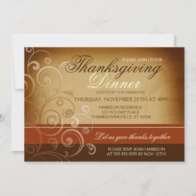 Invitación Cena de Acción de Gracias (Anverso)