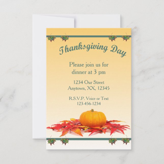 Invitación Cena de Acción de Gracias (Anverso)