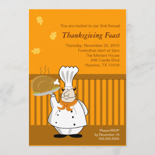 Invitación Cena de Acción de Gracias 5x7 CHEF TURKEY Invitaci