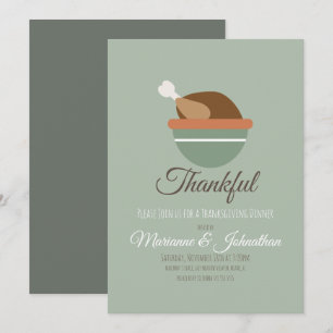 Invitación Cena de Acción de Gracias agradecida Familia Tazón