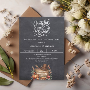 Invitación Cena de Acción de Gracias bendecida con agradecimi