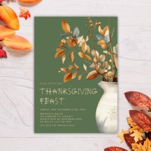 Cena de Acción de Gracias Cae Oliva Verde Amistad