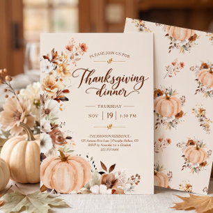 Invitación Cena de Acción de Gracias Calabaza