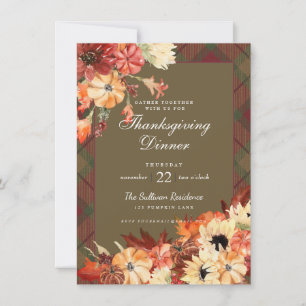 Invitación Cena de Acción de Gracias Calabaza de Foliage de o