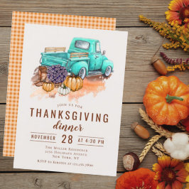 Invitación Cena de Acción de Gracias Camión Rústico de Granja