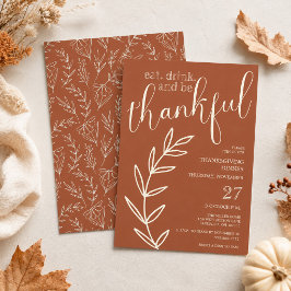 Invitación Cena de Acción de Gracias Come Bebe y sé Agradecid