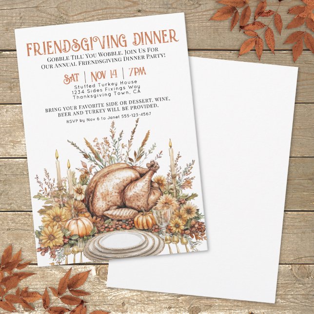 Invitación Cena de Acción de Gracias con Amigos (Thanksgiving Friendsgiving Dinner Invitation)