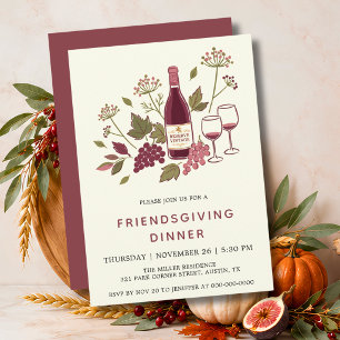 Invitación Cena de Acción de Gracias con Amigos del Vino de B