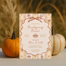 Cena de Acción de Gracias con amigos estilo dibujo