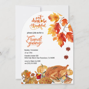Invitación Cena de Acción de Gracias con Amigos Otoño Pavo Di