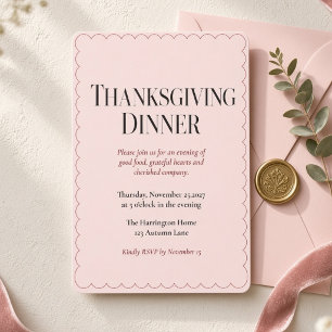 Invitación Cena de Acción de Gracias con borde de concha rosa