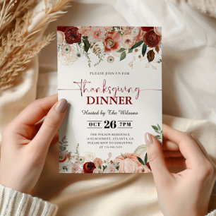Invitación Cena de Acción de Gracias con Calabazas de Otoño
