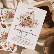 Cena de Acción de Gracias con Floral de Otoño y Ca