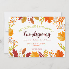 Invitación Cena de Acción de Gracias con Follaje de Otoño