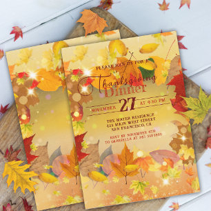 Invitación Cena de Acción de Gracias con Follaje de Otoño Cál