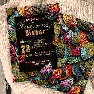 Invitación Cena de Acción de Gracias con Follaje Otoñal Malhu