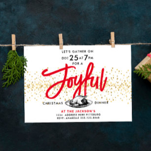 Invitación Cena de Acción de Gracias con Guión Moderno Rojo D