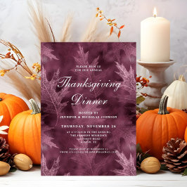 Invitación Cena de Acción de Gracias con Hojas de Otoño Rojas