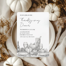 Invitación Cena de Acción de Gracias con letra elegante