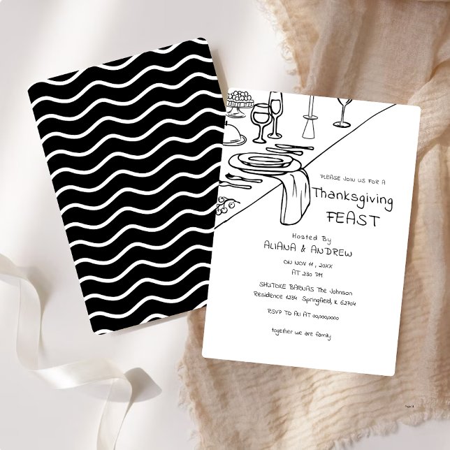 Invitación Cena de Acción de Gracias con Mano Negra (Subido por el creador)
