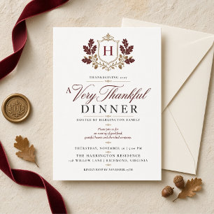 Invitación Cena de Acción de Gracias con Monograma Muy Agrade