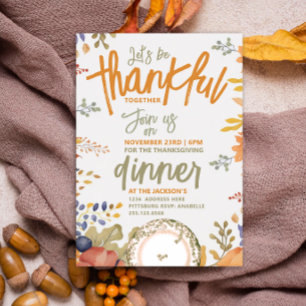 Invitación Cena de Acción de Gracias con Savia de Otoño Retro