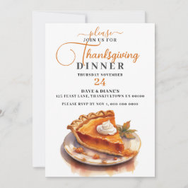 Invitación Cena de Acción de Gracias con Tarta de Calabaza Tr
