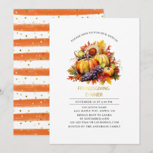 Invitación Cena de Acción de Gracias de amigos de calabaza ot
