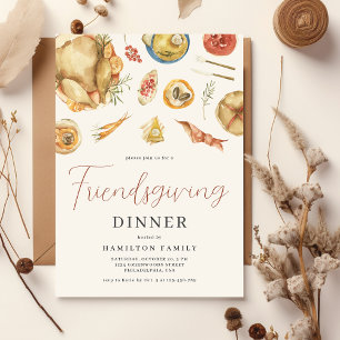 Invitación Cena de Acción de Gracias de amigos de otoño en ac