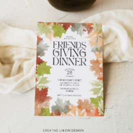 Invitación Cena de Acción de Gracias de Amigos Hojas de Otoño