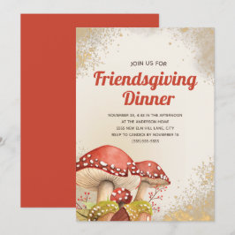 Invitación Cena de Acción de Gracias de Amigos Otoño Rojo Hon