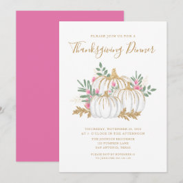 Invitación Cena de Acción de Gracias de Calabaza Adorable