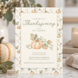 Invitación Cena de Acción de Gracias de calabaza de otoño en