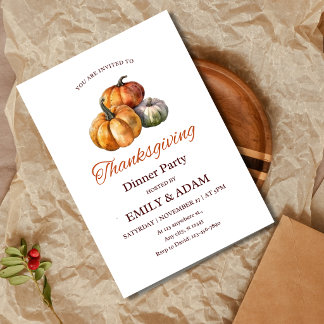 Invitación Cena de Acción de Gracias de calabaza elegante con