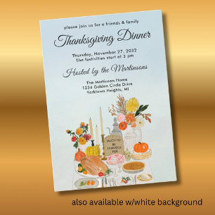 Invitación Cena de Acción de Gracias de calabaza floral de ot