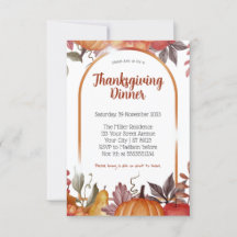 Cena de Acción de Gracias de calabaza floral moder